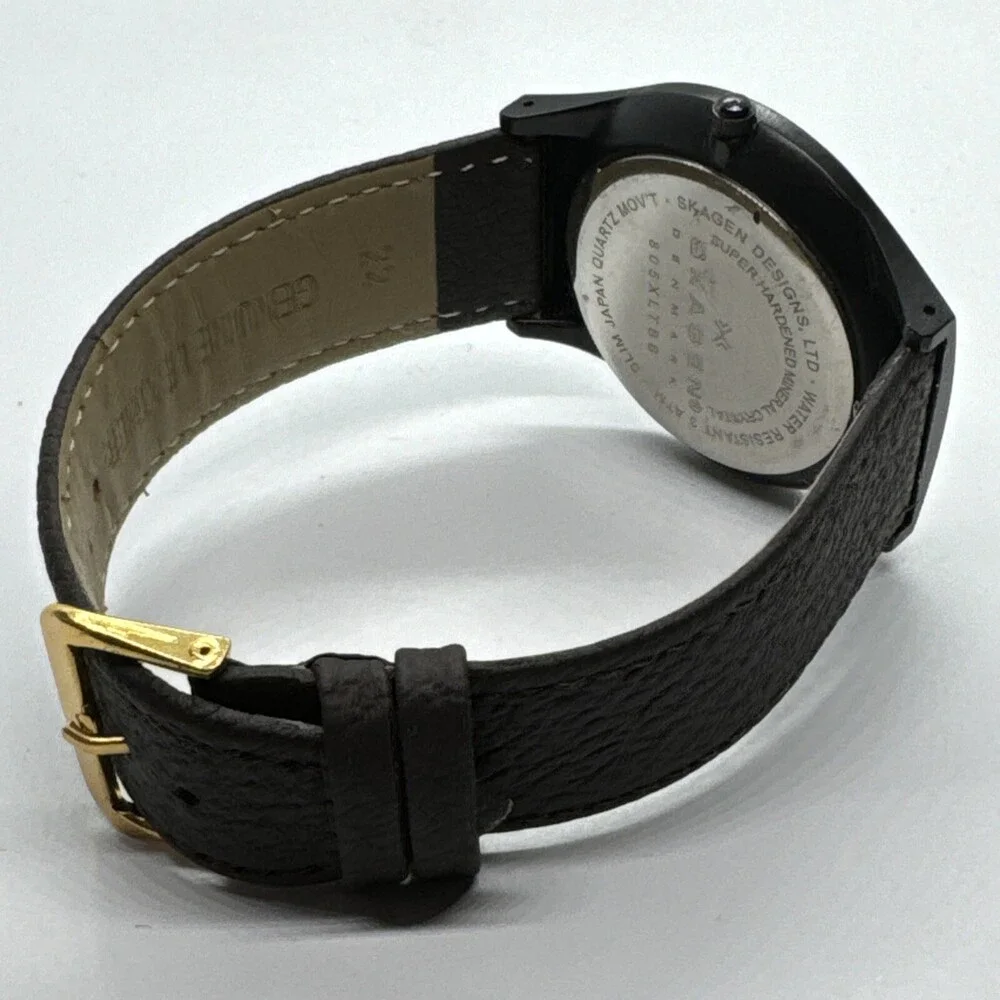 Skagen 805XLTBB Men's Brown Leather Strap Analog Dial Quartz Wrist Watch AEA289